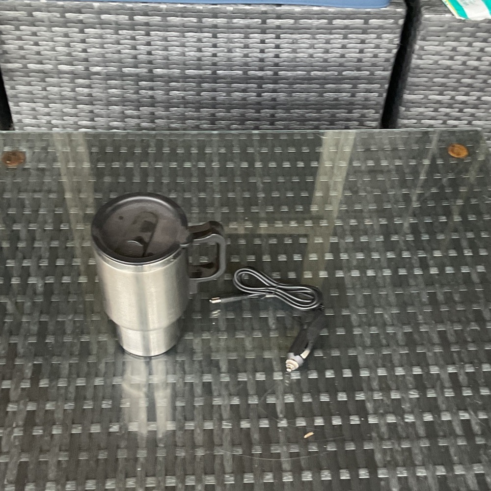 Stainless Steel Travel Mug with Lid and Cable